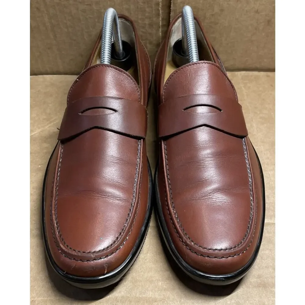 Salvatore Ferragamo Brown Leather Penny Loafers Mens Size 8 Fast Shipping
